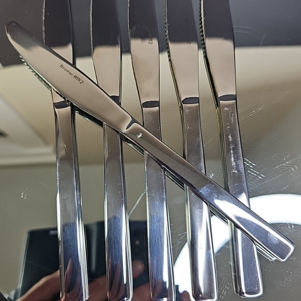 6pcs Browne Stainless Steel WIN2 Unknown Pattern Dinner Knife Set Of 6
